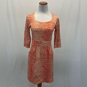 J. McLaughlin Orange Animal Print Catalina Cloth 3/4 Sleeve Emma Dress Sz. S